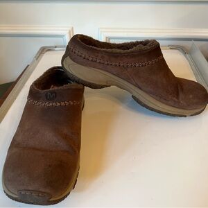 Merrell Encore Chill Stitch Chocolate Brown Slip on Leather Shoes Womens Size 8